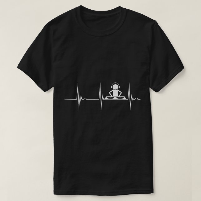 Camiseta DJ Techno Turntable DJ Heartbeat EKG Pulse Dance M (Diseño del anverso)