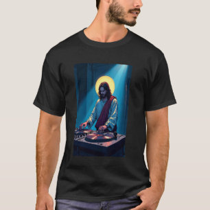 Camiseta DJ techno urbano Jesús con estilo de arte callejer