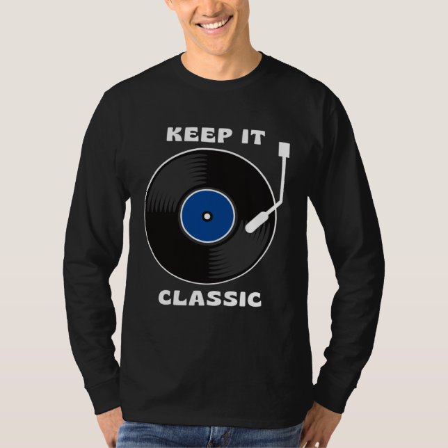 Camiseta DJ Tocadiscos Clásico Mantener Retro Disco de Vini (Anverso)