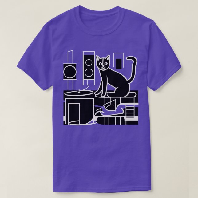 Camiseta DJ Vinyl Cat (Diseño del anverso)