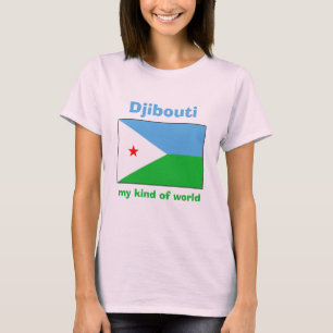 Camiseta Djibouti Bandera + Mapa + Texto