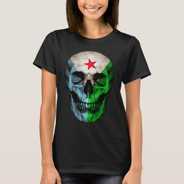 Camiseta Djibouti Flag Skull Djibouti Roots Proud Patriotic (Anverso)