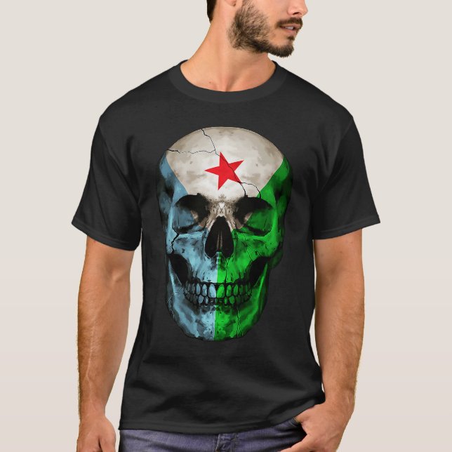 Camiseta Djibouti Flag Skull Djibouti Roots Proud Patriotic (Anverso)