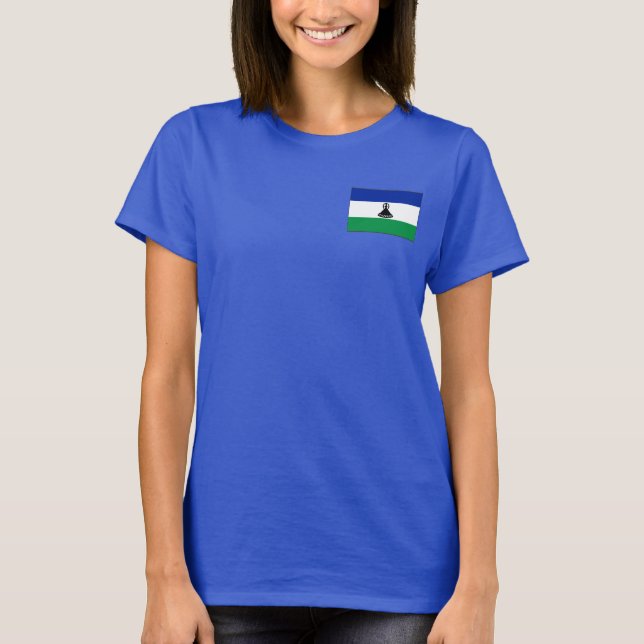 Camiseta dk con bandera y mapa de Lesotho (Anverso)