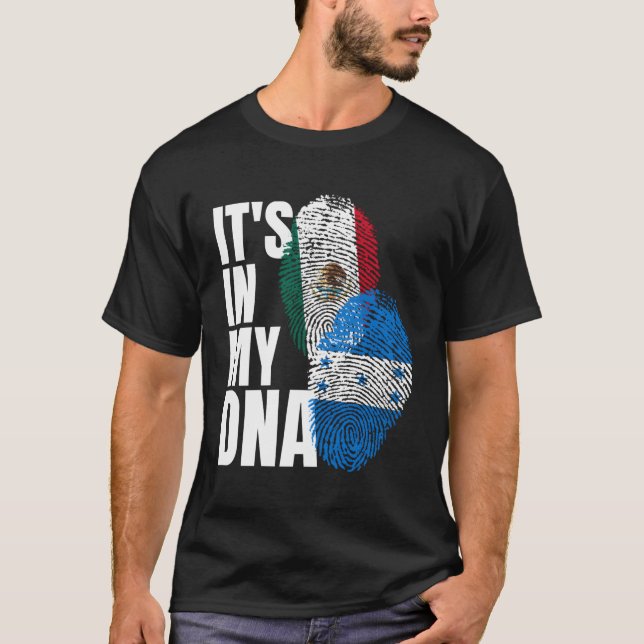 Camiseta Dna Mexicano Y Hondureño Mezcla De Bandera Patrimo (Anverso)