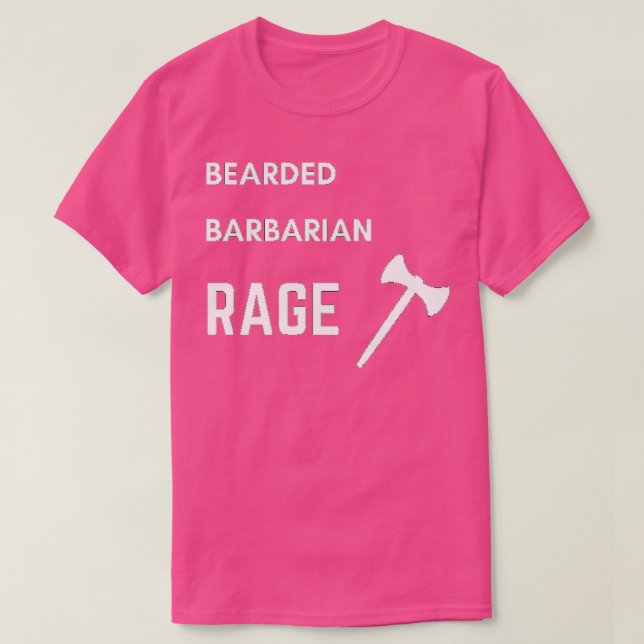 Camiseta DnD Barbarian Bearded Rage White Text (Diseño del anverso)