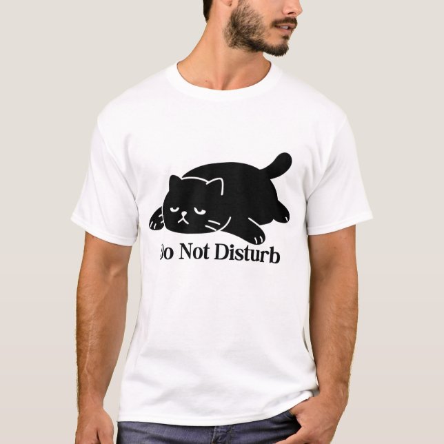 Camiseta Do Not Disturb Cat T Shirt Cute Black Cat (Anverso)