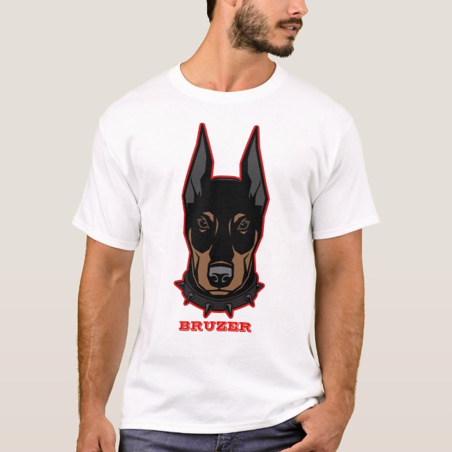 Camiseta Doberman añada nombre mascota masculina (Anverso)