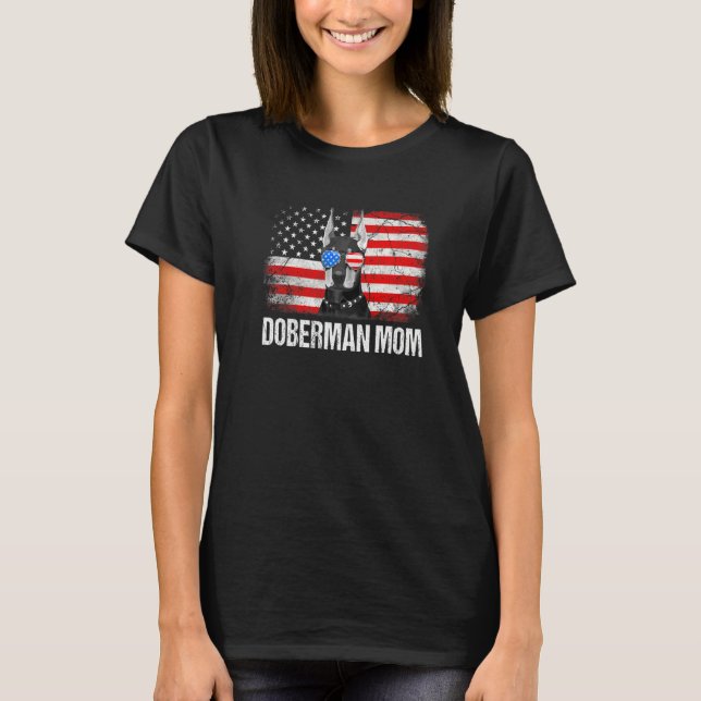 Camiseta Doberman Dad American Flag Father's Day (Anverso)