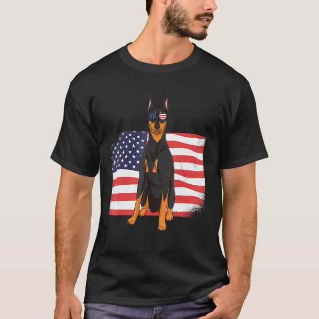 Camiseta Doberman Dad Mom American Flag 4 De Julio Perro Es (Anverso)