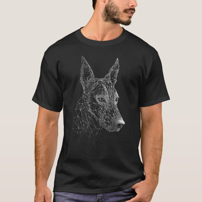 Camiseta Dóberman de arte lineal (Anverso)