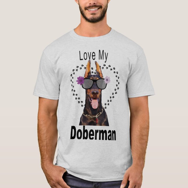 Camiseta Doberman divertido en gafas de sol (Anverso)