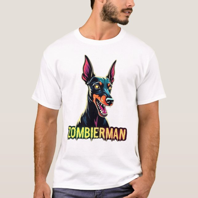 Camiseta Doberman Dobie Doby Dobermann Perro Zombie Hallowe (Anverso)