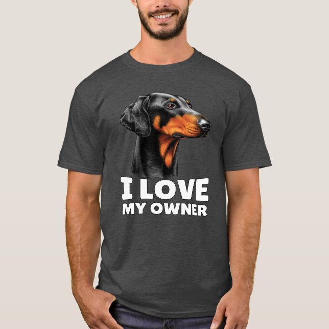 Camiseta Doberman Dog Mascota Dueño Amo A Mi Propietario (Anverso)