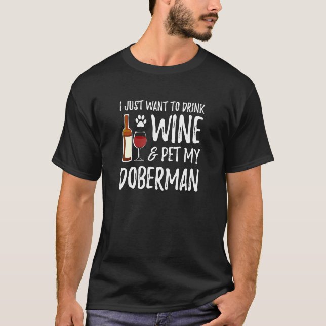 Camiseta Doberman Dog Wine Doberman Dog Mom (Anverso)