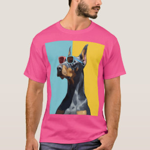 Camiseta Doberman genial con gafas de sol