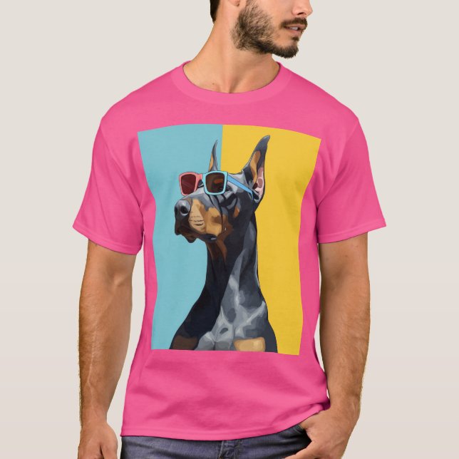 Camiseta Doberman genial con gafas de sol (Anverso)