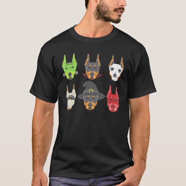 Camiseta Doberman Halloween Characters Dog (Anverso)