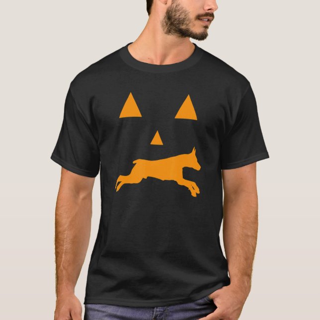 Camiseta Doberman Halloween Spookone Face Dog Classic (Anverso)
