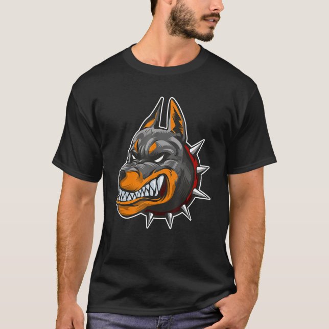 Camiseta Doberman Head Guay Dog Potente Tatuaje De Bestia (Anverso)