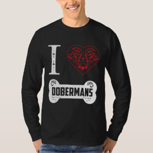 Camiseta Doberman I Heart Dobermans Ornamentos Huesos