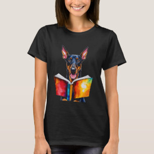 Camiseta Doberman leyendo libro Perro divertido arte animal