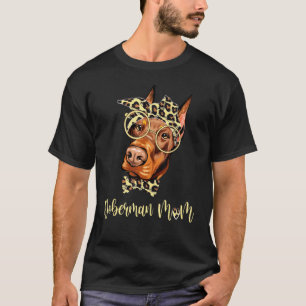 Camiseta Doberman Mom Leopard Dog Mother Day