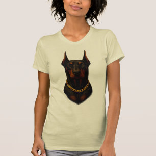 Camiseta Doberman mujeres Negro y beige  