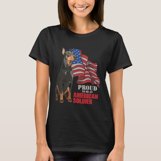 Camiseta Doberman Orgulloso De Ser Un Soldado Estadounidens (Anverso)
