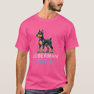 Camiseta Doberman Papa Pixel Art Cute Dueño Perro Hombres M