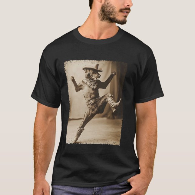 Camiseta Doberman Perro Divertido Vaquero (Anverso)
