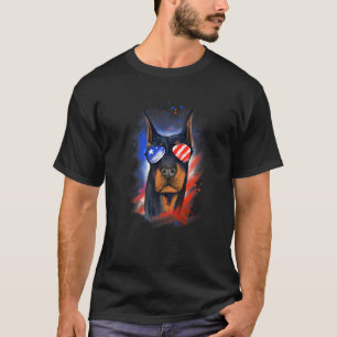 Camiseta Doberman Pincher Bandera Americana