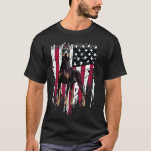 Camiseta Doberman Pinscher Bandera Americana EE. UU. Impres
