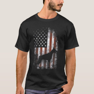 Camiseta Doberman Pinscher Bandera Americana Patriótico