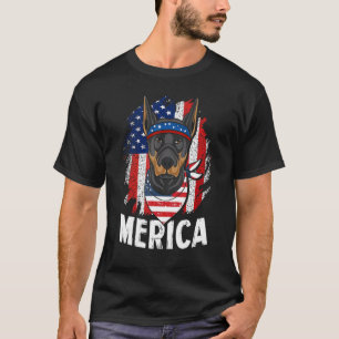 Camiseta Doberman Pinscher Bandera Del Orgullo Estadouniden