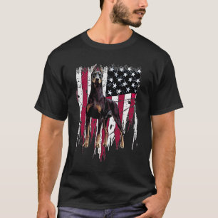 Camiseta Doberman Pinscher Bandera Estadounidense Maravillo