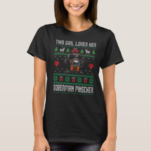 Camiseta Doberman Pinscher Chica Guay Navidades feos por pe