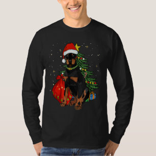 Camiseta Doberman Pinscher Christmas Dog Santa Hat Xmas Tre