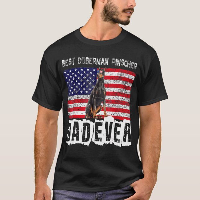 Camiseta Doberman Pinscher Dad Usa American Flag Dog Dueño (Anverso)
