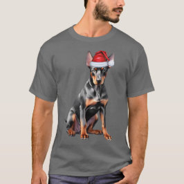 Camiseta Doberman Pinscher Divertido Perro Navidad Festejo