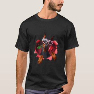 Camiseta Doberman Pinscher Dog Gafas de sol Rosa Valent