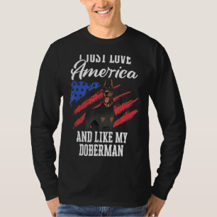 Camiseta Doberman Pinscher Dog Usa La Bandera De Estados Un