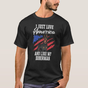 Camiseta Doberman Pinscher Dog Usa La Bandera De Estados Un