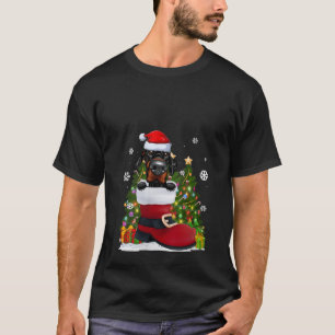 Camiseta Doberman Pinscher en los Navidades Shoe Santa Hat