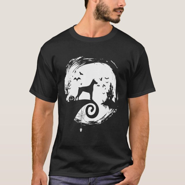 Camiseta Doberman Pinscher Halloween Costume Moon Silhouett (Anverso)