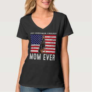 Camiseta Doberman Pinscher Mom Usa American Flag Dog Dueño