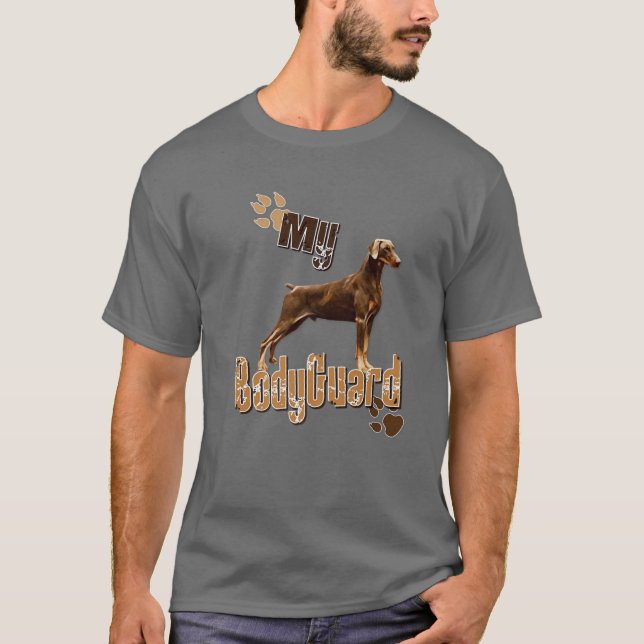 Camiseta Doberman Pinscher My Bodyguard Funny (Anverso)