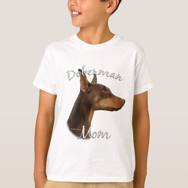 Camiseta Doberman Pinscher (rojo) Mamá 2 (Anverso)
