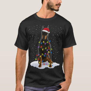 Camiseta Doberman Pinscher Santa Christmas Tree Enfoca Navi