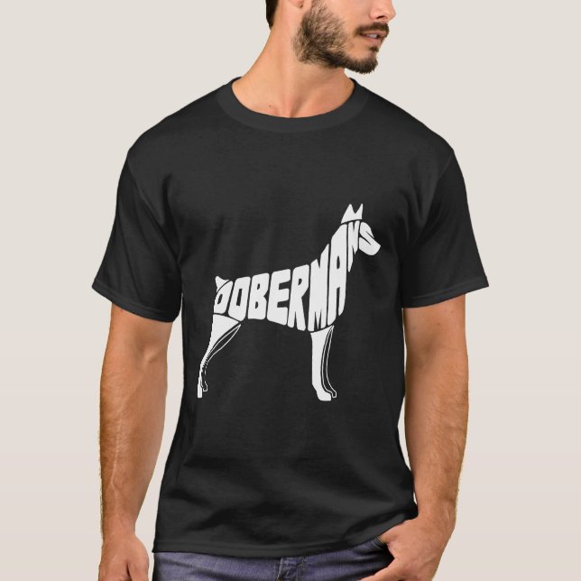 Camiseta Doberman Pinscher Silhouette Word (Anverso)